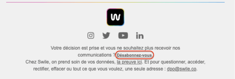 Exemple de lien de désabonnement